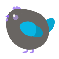 A grey and cerulean chicken
