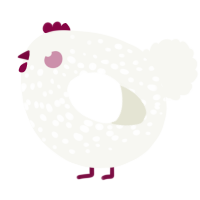 A white chicken with a speckle pattern