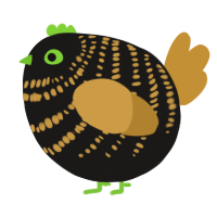 A sable and gold chicken with a bar pattern