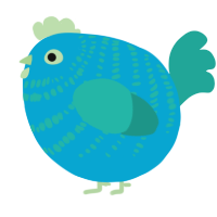 A cerulean and turquoise chicken with a bar pattern