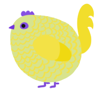 A lemon and yellow chicken with a lace pattern