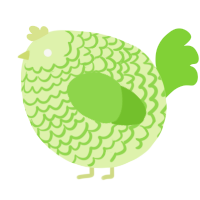 A apple and grass chicken with a lace pattern