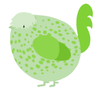 A gluppy and grass chicken with a speckle pattern