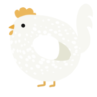 A white chicken with a speckle pattern