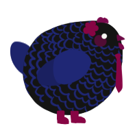 A black and navy chicken with a lace pattern