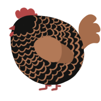 A black and brown chicken with a lace pattern
