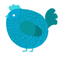 A cerulean and teal chicken with a lace pattern