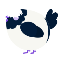 A white and tumblr chicken with a head pattern