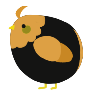 A black and orange chicken with a head pattern