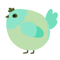A gluppy and mint chicken with a head pattern