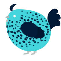 A aqua and tumblr chicken with a speckle pattern