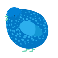 A sapphire and sky chicken with a speckle pattern