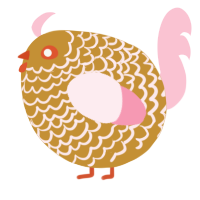 A gold and rose chicken with a lace pattern