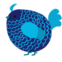 A navy and cerulean chicken with a lace pattern