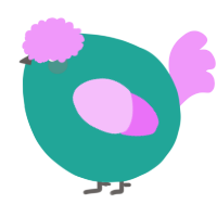 A turquoise and lavender chicken