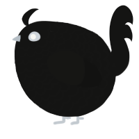 A black chicken with a lace pattern
