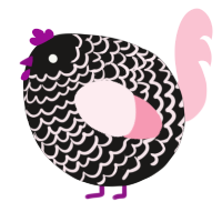 A sable and rose chicken with a lace pattern