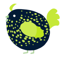 A tumblr and lime chicken with a speckle pattern