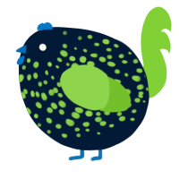 A tumblr and grass chicken with a speckle pattern