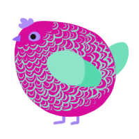 A fuchsia and mint chicken with a double-lace pattern