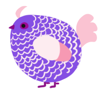 A blurple and rose chicken with a lace pattern
