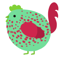 A spring and crimson chicken with a speckle pattern