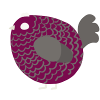 A wine and grey chicken with a lace pattern