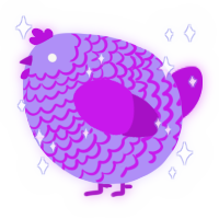 A lilac and amethyst chicken with a lace pattern