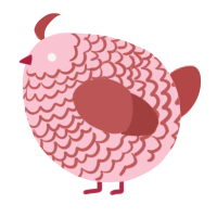 A rose and red chicken with a lace pattern