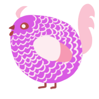 A orchid and rose chicken with a lace pattern