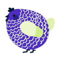A indigo and apple chicken with a lace pattern