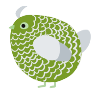 A chartreuse and mist chicken with a lace pattern