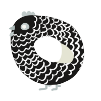 A sable and white chicken with a lace pattern