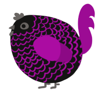 A black and plum chicken with a lace pattern