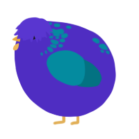 A indigo and sea chicken with a neck-speckle pattern