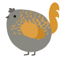 A ash and orange chicken with a half-lace pattern