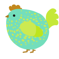 A mint and lime chicken with a speckle pattern