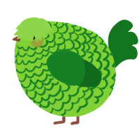 A grass and leaf chicken with a lace pattern