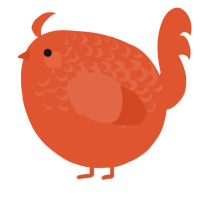 A vermilion chicken with a half-lace pattern