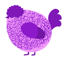 A lavender and violet chicken with a double-lace pattern