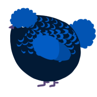 A tumblr and ultramarine chicken with a half-lace pattern