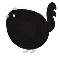 A black and sable chicken with a lace pattern