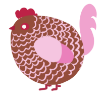 A russet and pink chicken with a lace pattern