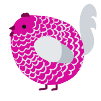 A fuchsia and mist chicken with a lace pattern