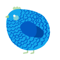A sky and ultramarine chicken with a lace pattern