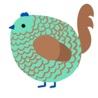A mint and brown chicken with a lace pattern