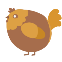 A brown and orange chicken with a head pattern