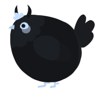 A black and sable chicken with a head pattern