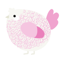 A white and pink chicken with a double-lace pattern