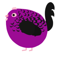 A plum and black chicken with a half-lace pattern